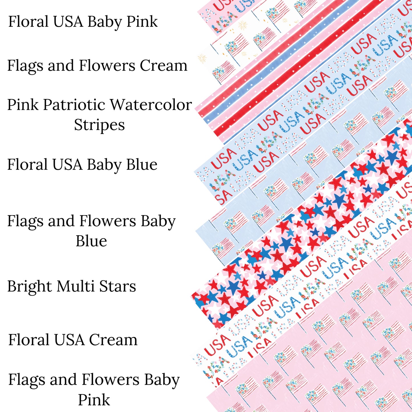 Flags and Flowers Baby Blue Faux Leather Sheets