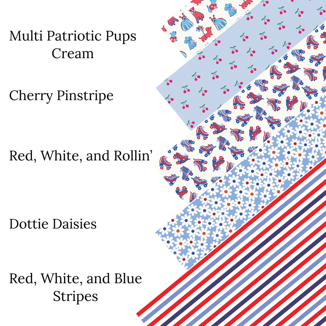 Multi Patriotic Pups Cream Faux Leather Sheets