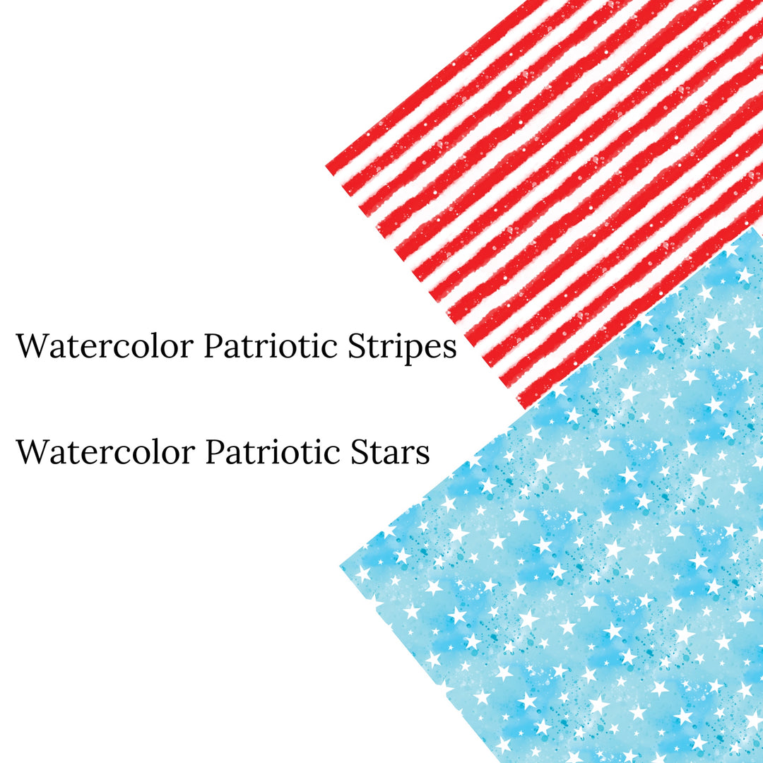 Watercolor Patriotic Stars Faux Leather Sheets