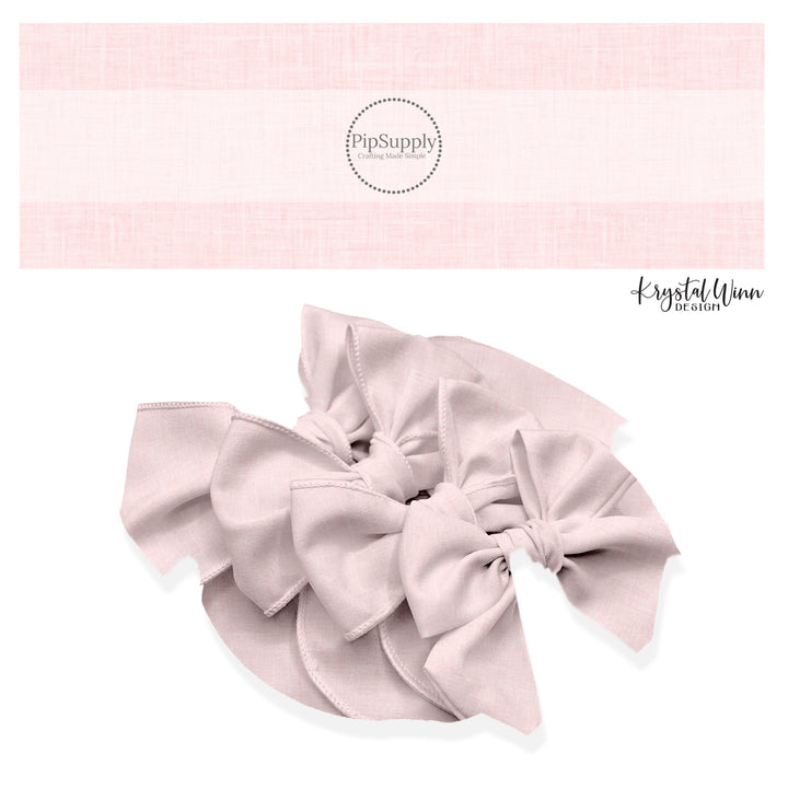 These winter no sew bow strips can be easily tied and attached to a clip for a finished hair bow. These fun patterned bow strips are great for personal use or to sell. These bow strips feature the following design elements: pink faux linen pattern.