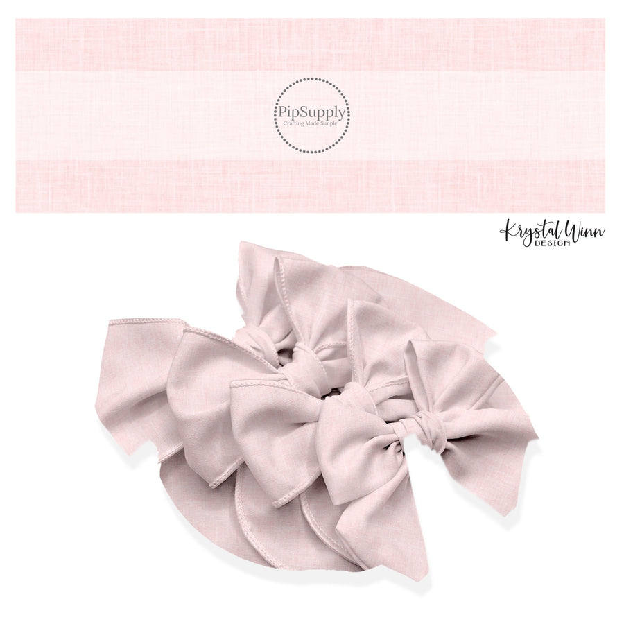 These winter no sew bow strips can be easily tied and attached to a clip for a finished hair bow. These fun patterned bow strips are great for personal use or to sell. These bow strips feature the following design elements: pink faux linen pattern.