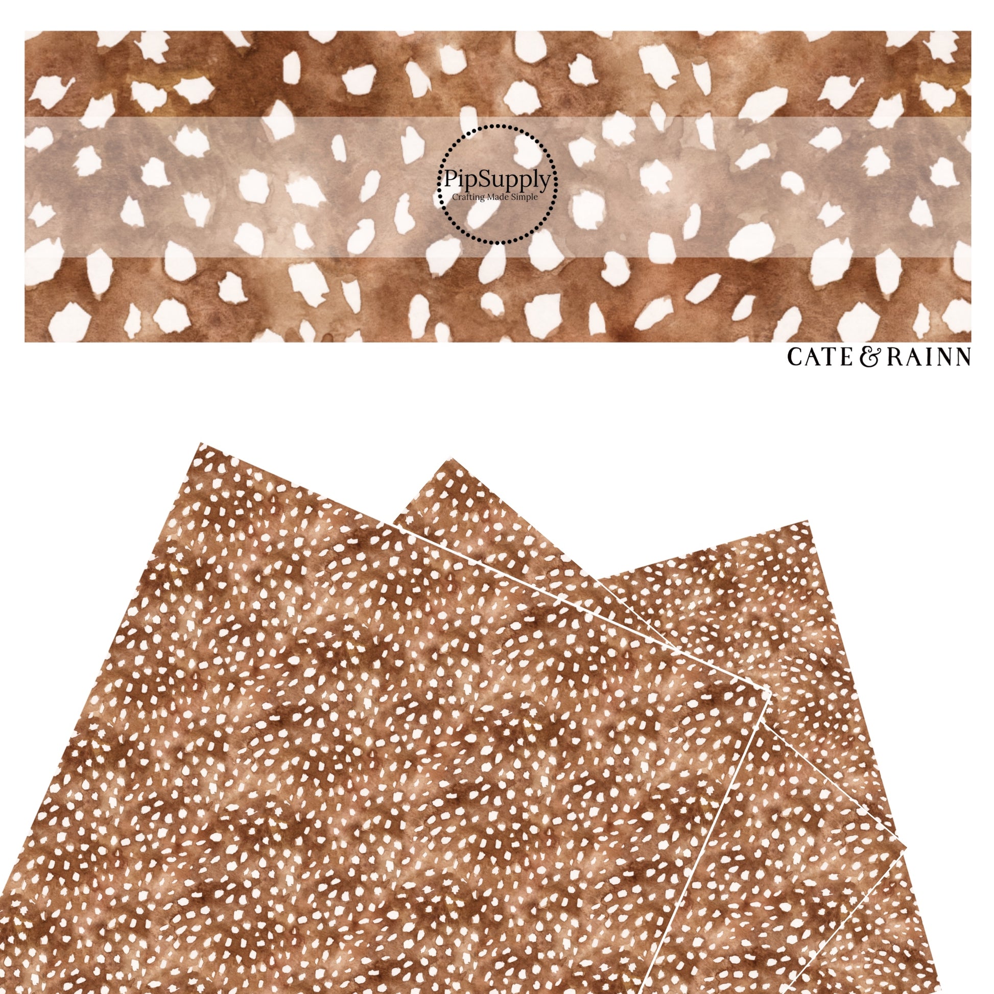 These spring pattern themed faux leather sheets contain the following design elements: fawn print pattern. Our CPSIA compliant faux leather sheets or rolls can be used for all types of crafting projects.