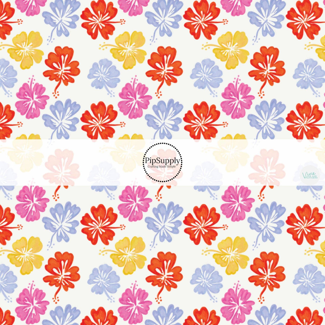 Multi Hibiscus Hair Bow Strips