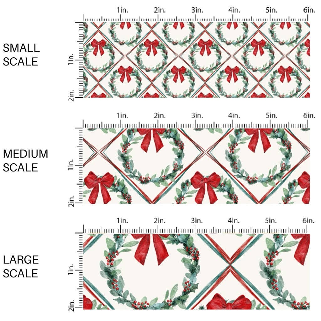 Watercolor Christmas Wreath Fabric By The Yard