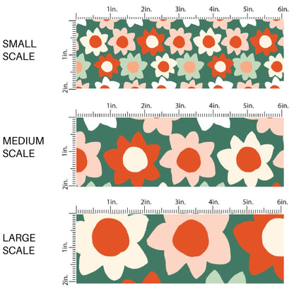 These Christmas floral themed pattern fabric by the yard features the following design elements: colorful flowers on green. This fun themed fabric can be used for all your sewing and crafting needs!