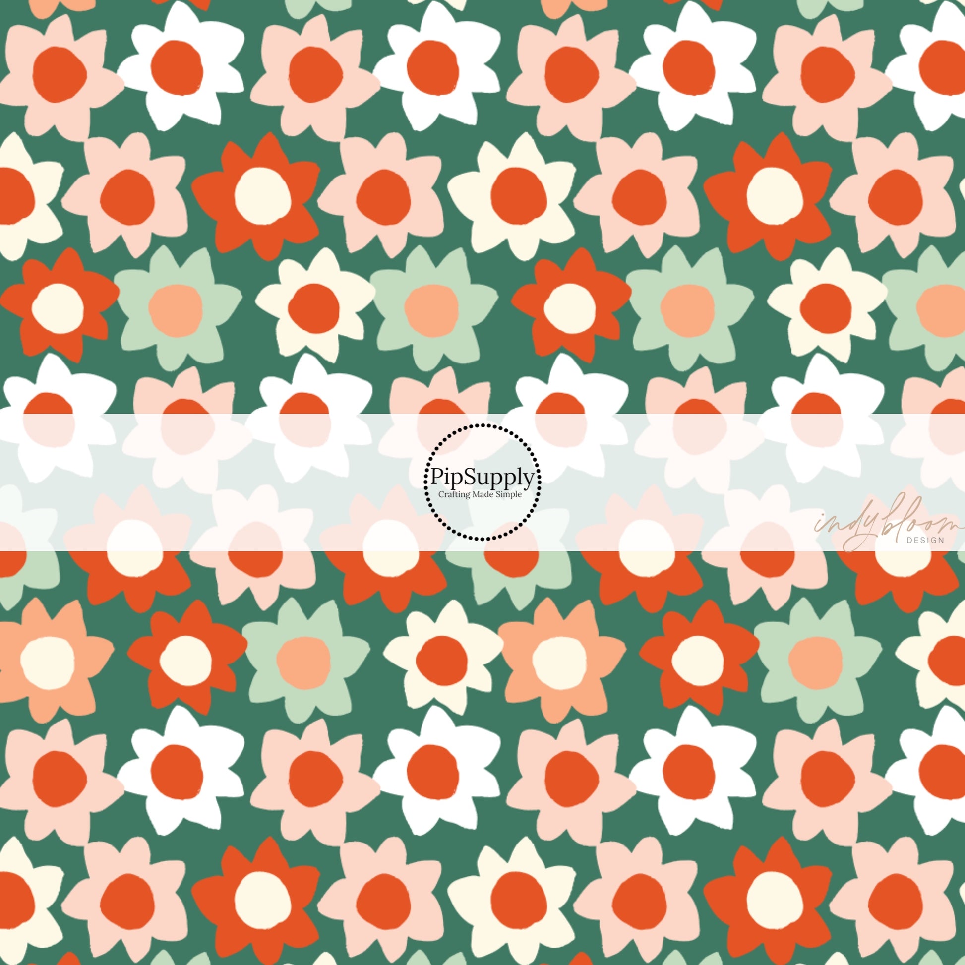 These Christmas floral themed pattern fabric by the yard features the following design elements: colorful flowers on green. This fun themed fabric can be used for all your sewing and crafting needs!