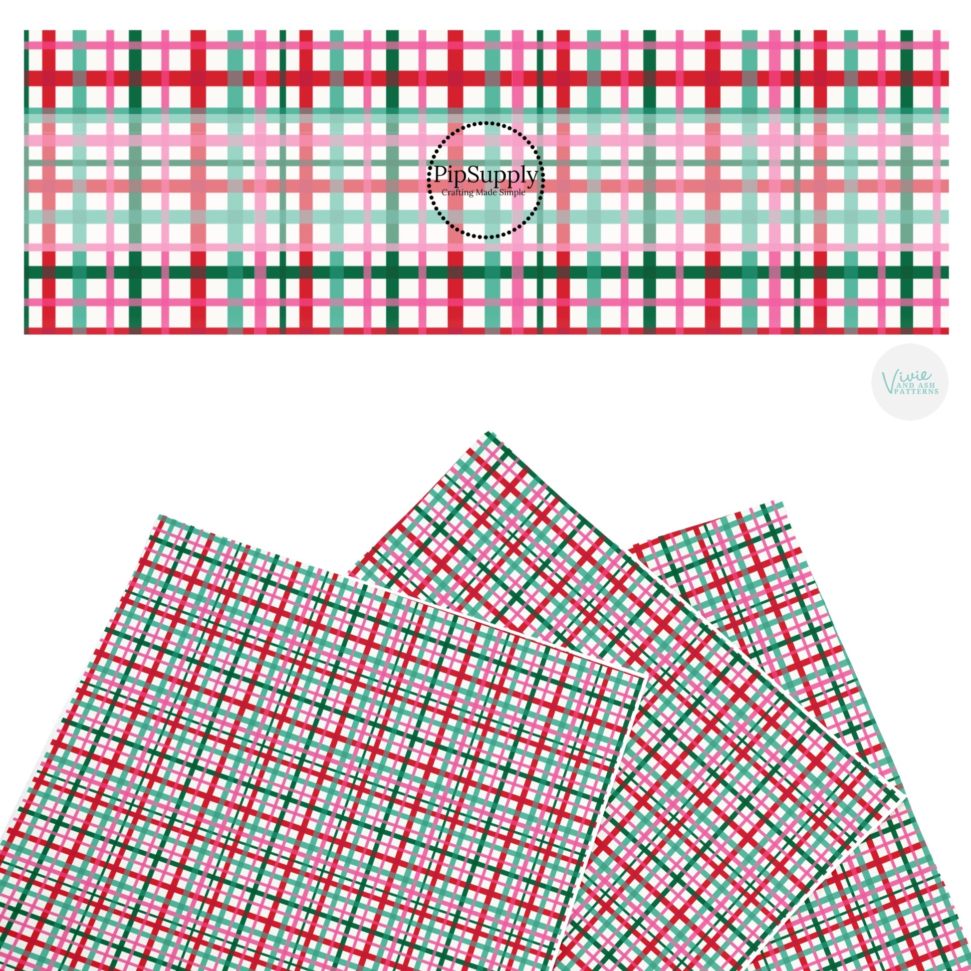 These winter gingham themed pattern faux leather sheets contain the following design elements: colorful Christmas gingham pattern. Our CPSIA compliant faux leather sheets or rolls can be used for all types of crafting projects.