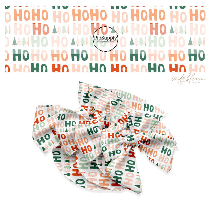 These Christmas themed no sew bow strips can be easily tied and attached to a clip for a finished hair bow. These fun patterned bow strips are great for personal use or to sell. These bow strips feature the following design elements: "HO! HO! HO!" on cream.