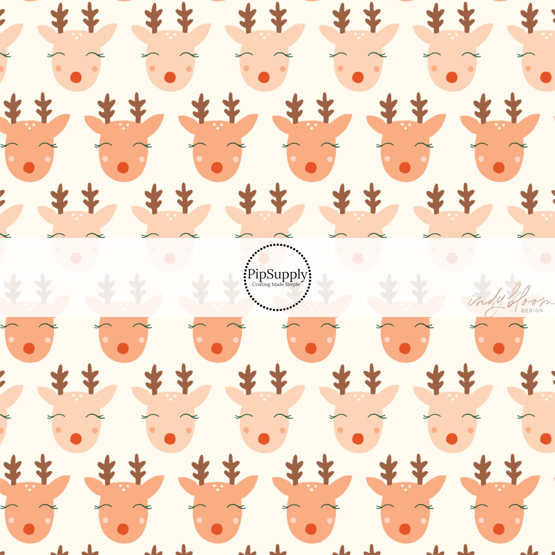 These Christmas themed pattern fabric by the yard features the following design elements: reindeer on cream. This fun themed fabric can be used for all your sewing and crafting needs!