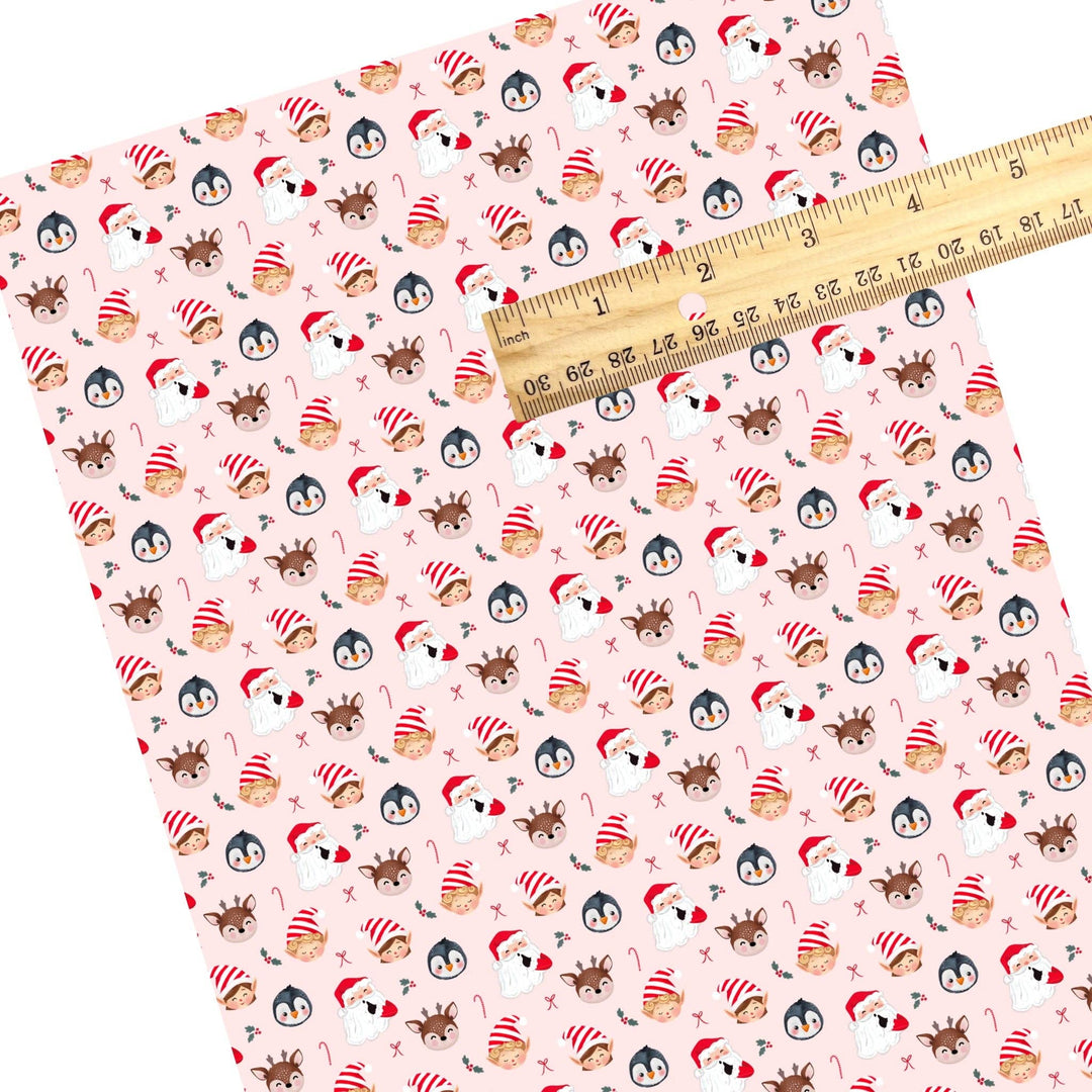 Red Santa Buddies Pale Pink Faux Leather Sheets