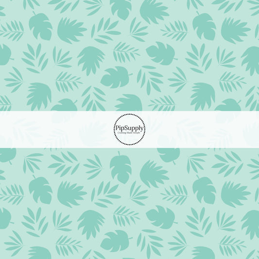 This summer fabric by the yard features mint foliage palms. This fun summer themed fabric can be used for all your sewing and crafting needs!