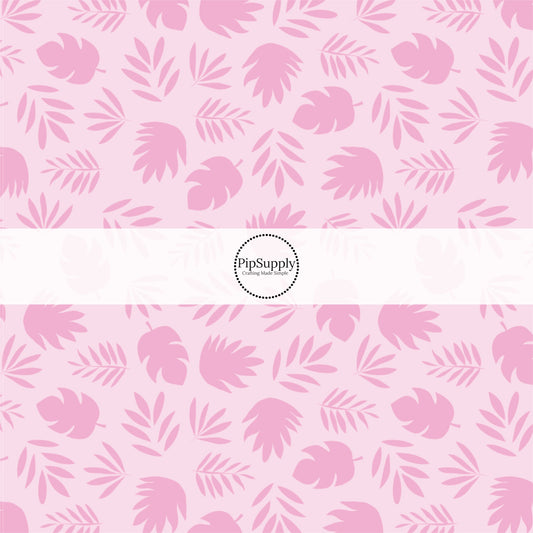 This summer fabric by the yard features light pink foliage palms. This fun summer themed fabric can be used for all your sewing and crafting needs!