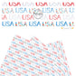 These 4th of July faux leather sheets contain the following design elements: patterned "USA" words on cream. Our CPSIA compliant faux leather sheets or rolls can be used for all types of crafting projects.