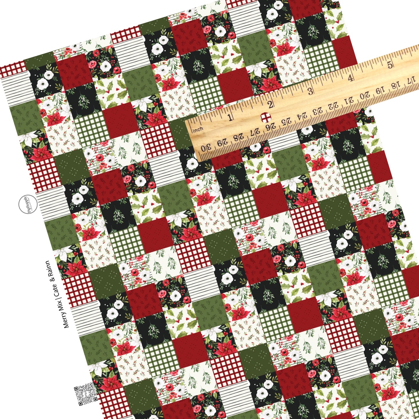 Red and green christmas quilt faux leather sheets