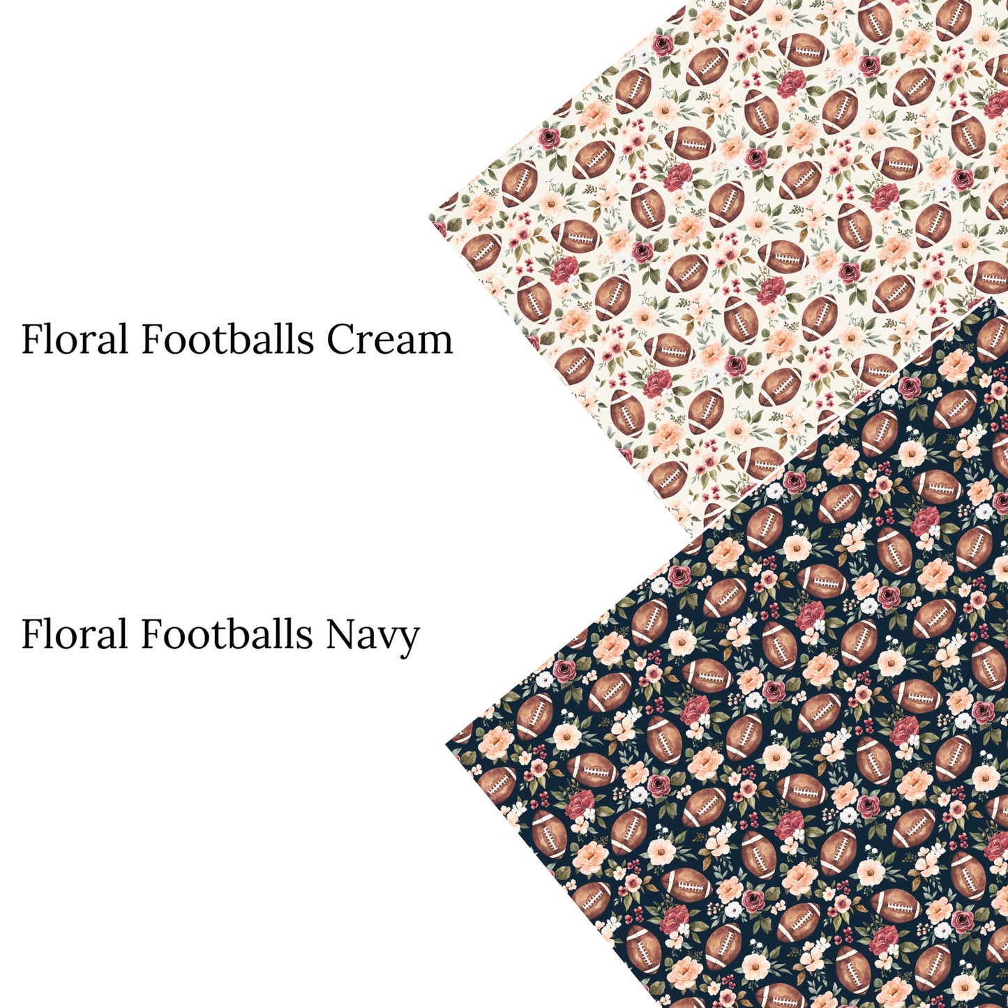 Floral Footballs Cream Faux Leather Sheets