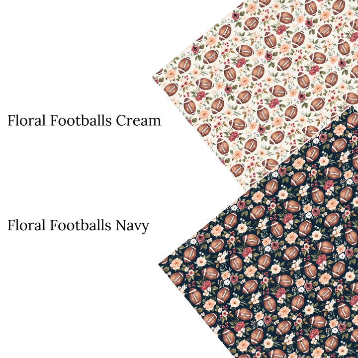 Floral Footballs Navy Faux Leather Sheets