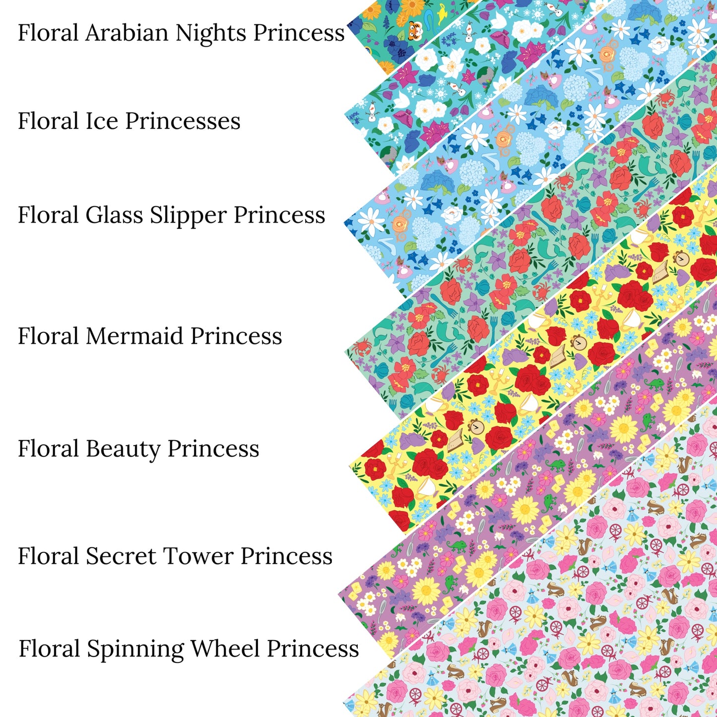 Floral Secret Tower Princess Faux Leather Sheets - PIPS EXCLUSIVE