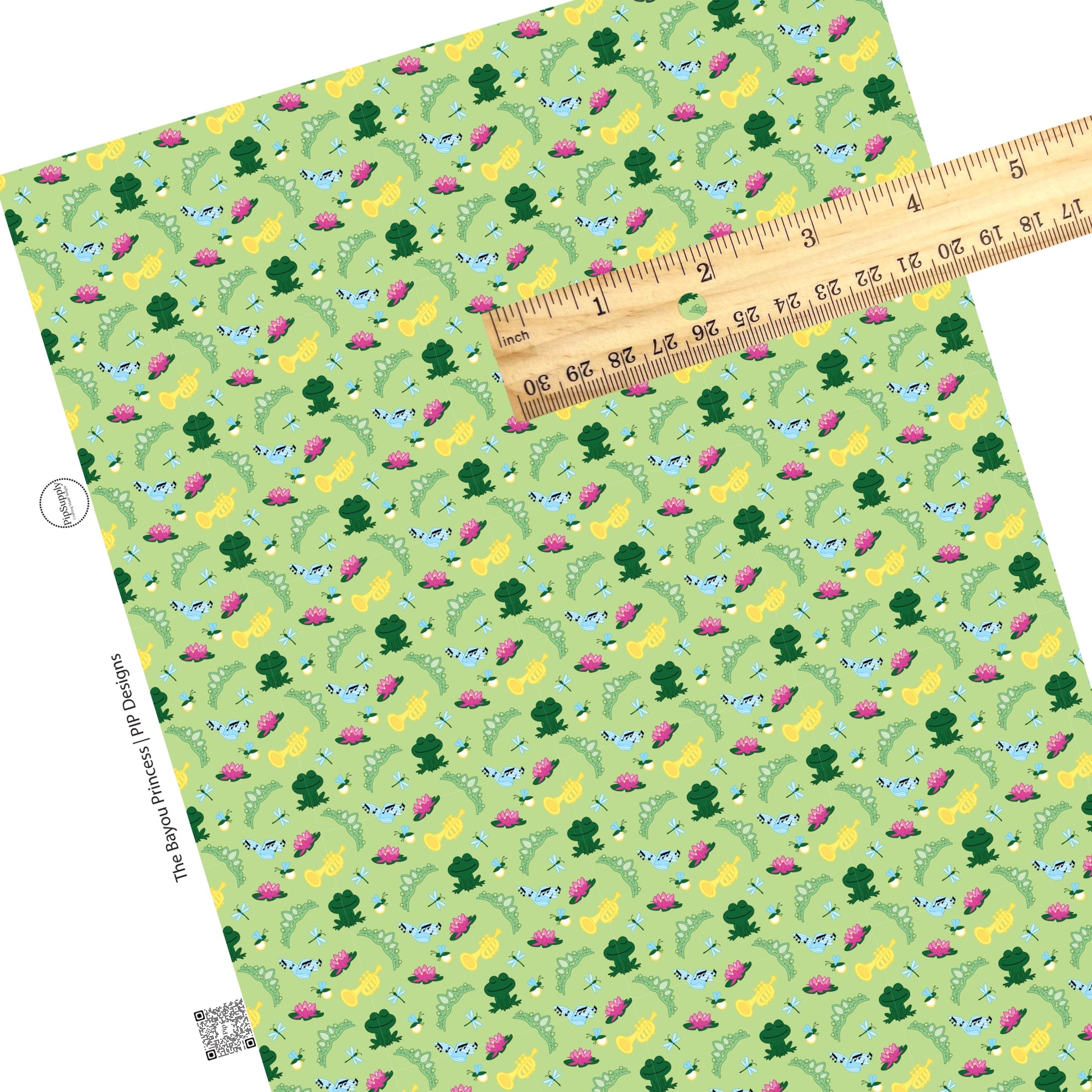Frog princess on green faux leather sheets