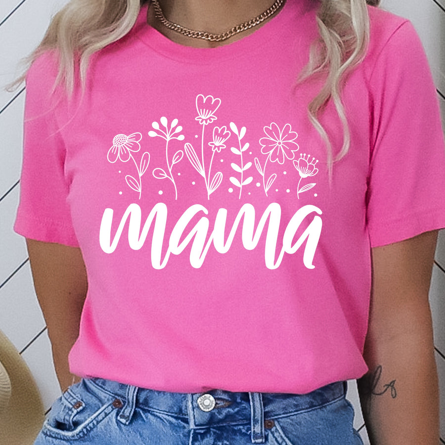 This floral "MAMA" saying themed iron on transfer is a great way to add full color designs to your garments without the hassle of weeding vinyl. Add a "MAMA" floral printed pattern to your fun creation! They are ready to press transfers and easy to use!