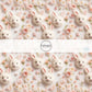 Faux Embroidered Fluffy White Spring Bunnies on Cream Fabric by the Yard.