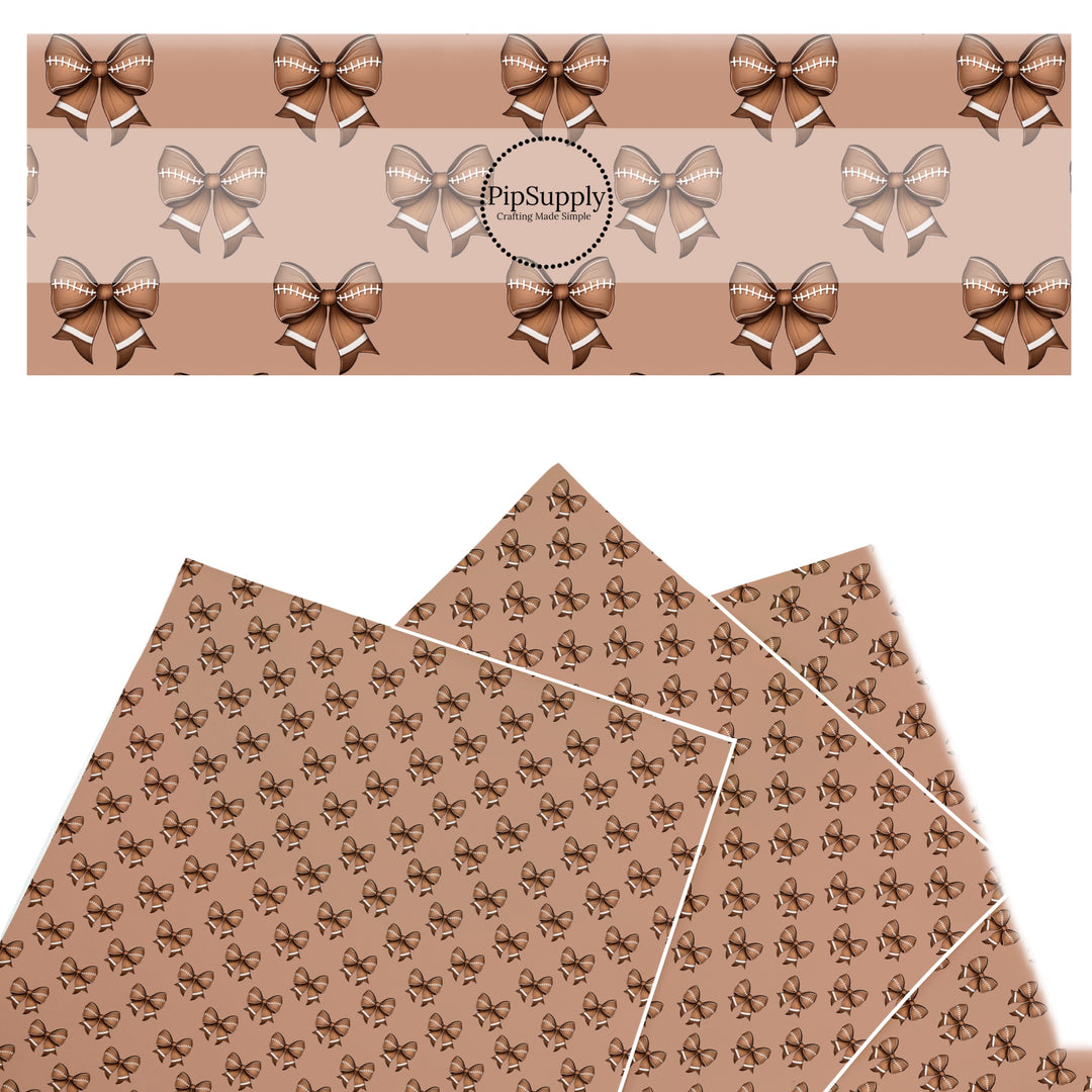 These sport themed faux leather sheets contain the following design elements: brown football bows. Our CPSIA compliant faux leather sheets or rolls can be used for all types of crafting projects.