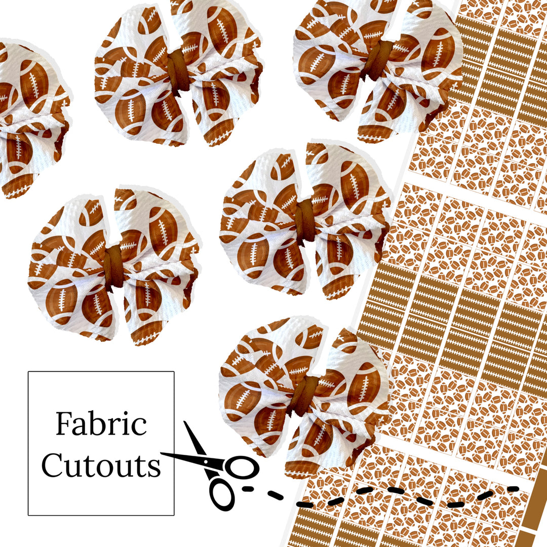 These football patterns layered bows can be quickly cut and assembled for a trendy sports bow. They're ideal for easy at-home styling, individual use, or even resale. Get creative and add a splash of color to your look with these low-maintenance bows.