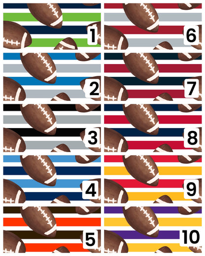 Striped football fabric by the yard numbered color and pattern guide.