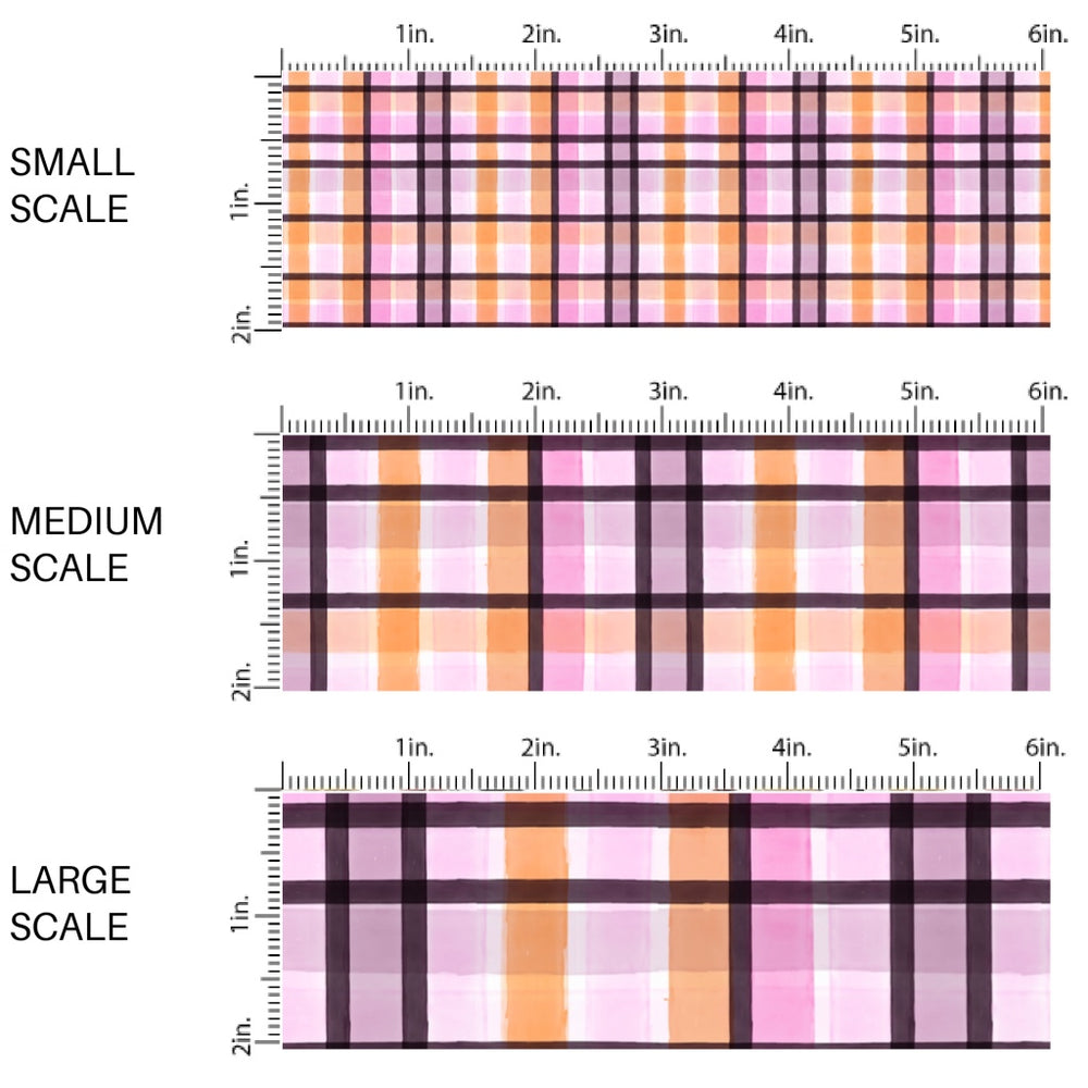 These Halloween themed pattern fabric by the yard features the following design elements: black, pink, and orange plaid pattern. This fun spooky themed fabric can be used for all your sewing and crafting needs!