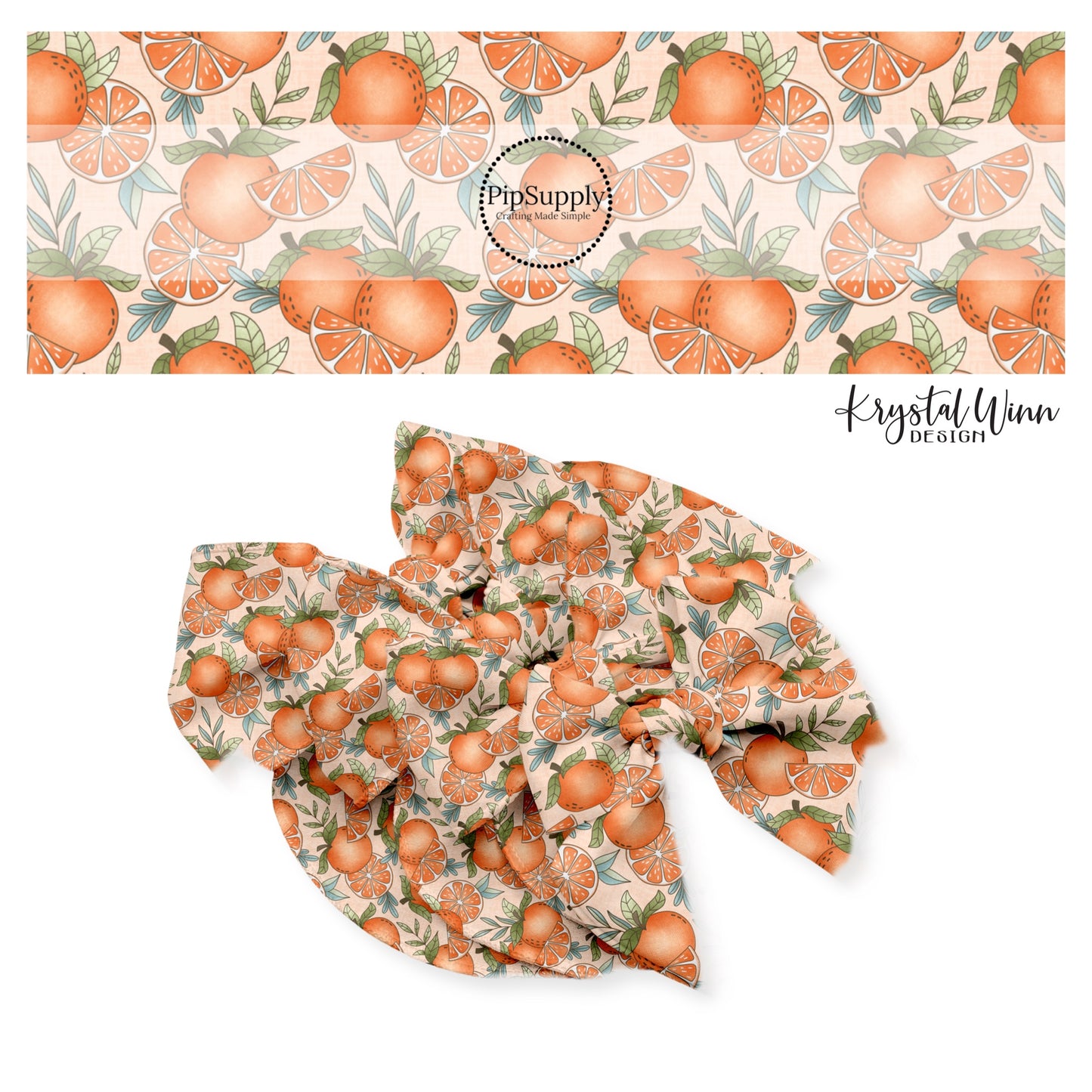  This fun summer fruit pattern bow strips with oranges and orange slices are great for personal use or to sell.