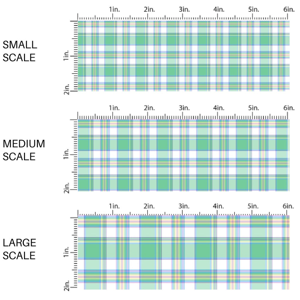 This spring fabric by the yard features green spring tartan pattern. This fun pattern fabric can be used for all your sewing and crafting needs!