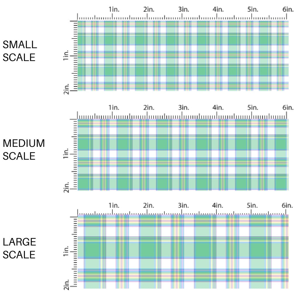 This spring fabric by the yard features green spring tartan pattern. This fun pattern fabric can be used for all your sewing and crafting needs!