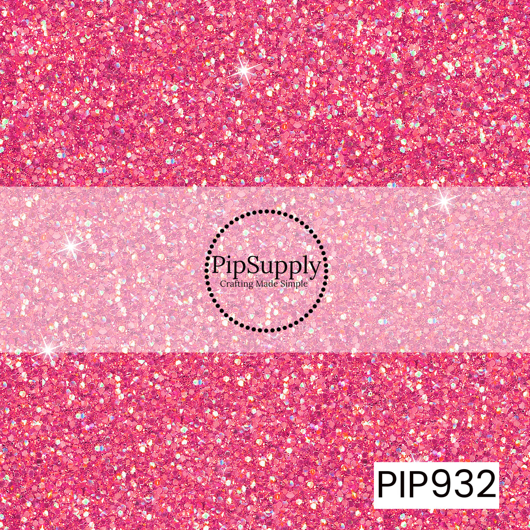 A vibrant watermelon pink glitter design featuring densely packed sparkling flecks with iridescent highlights and twinkling light reflections, creating a bold faux glitter effect with rich color, dazzling shimmer, and eye-catching dimension.

