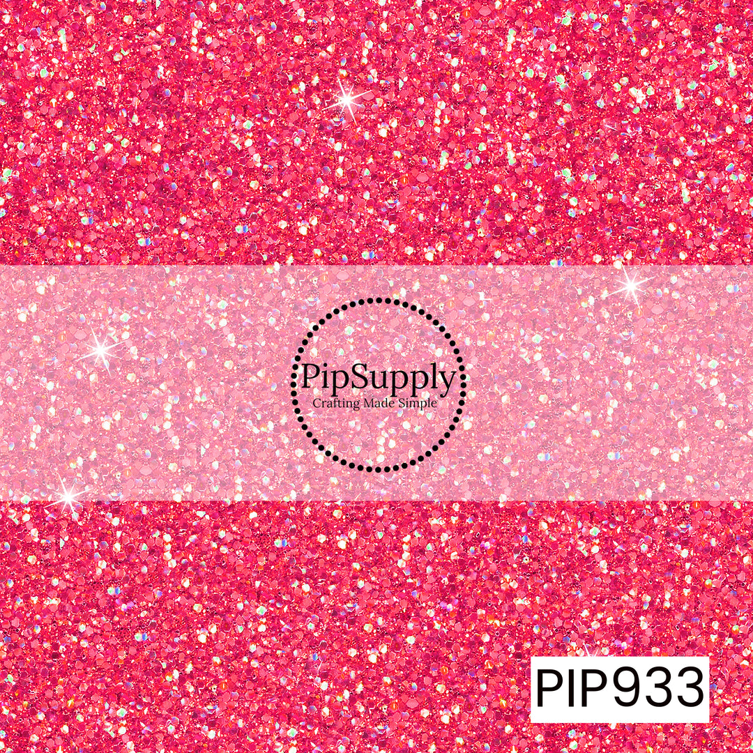 A bold punch pink glitter design featuring densely packed sparkling flecks with iridescent highlights and twinkling light reflections, creating a vibrant faux glitter effect with rich color, dazzling shimmer, and eye-catching dimension.
