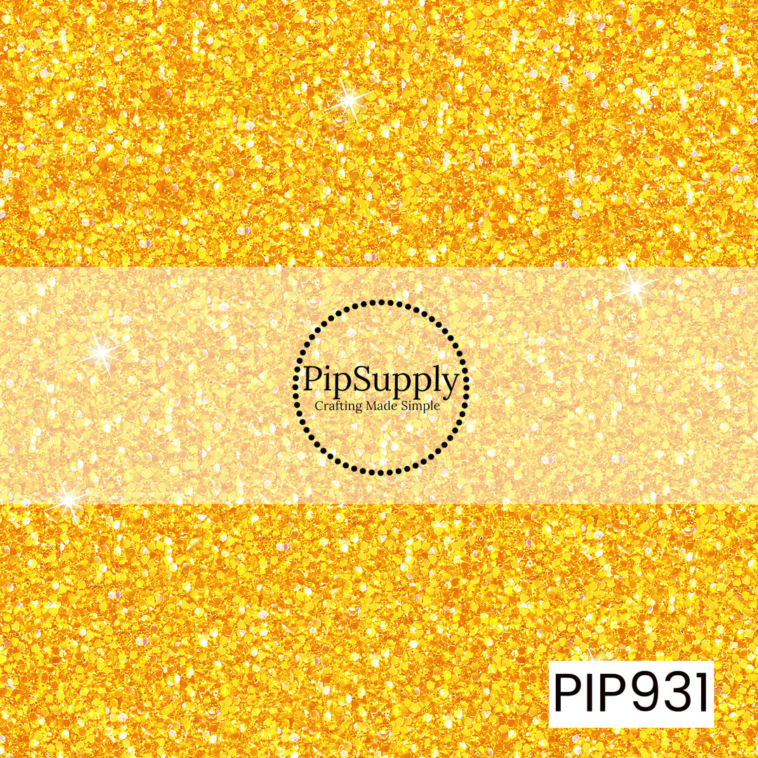 A bright sunshine yellow glitter design featuring densely packed sparkling flecks with iridescent highlights and twinkling light reflections, creating a bold, cheerful faux glitter effect full of vibrant shimmer and dimension.
