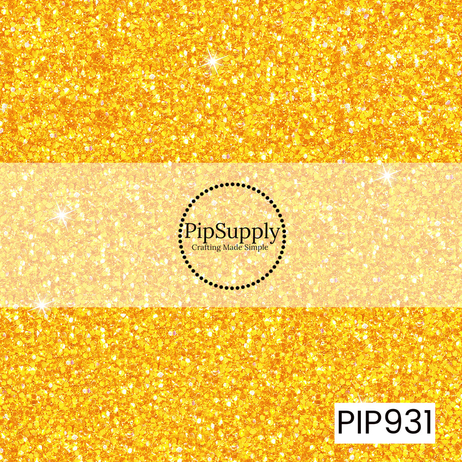 A bright sunshine yellow glitter design featuring densely packed sparkling flecks with iridescent highlights and twinkling light reflections, creating a bold, cheerful faux glitter effect full of vibrant shimmer and dimension.
