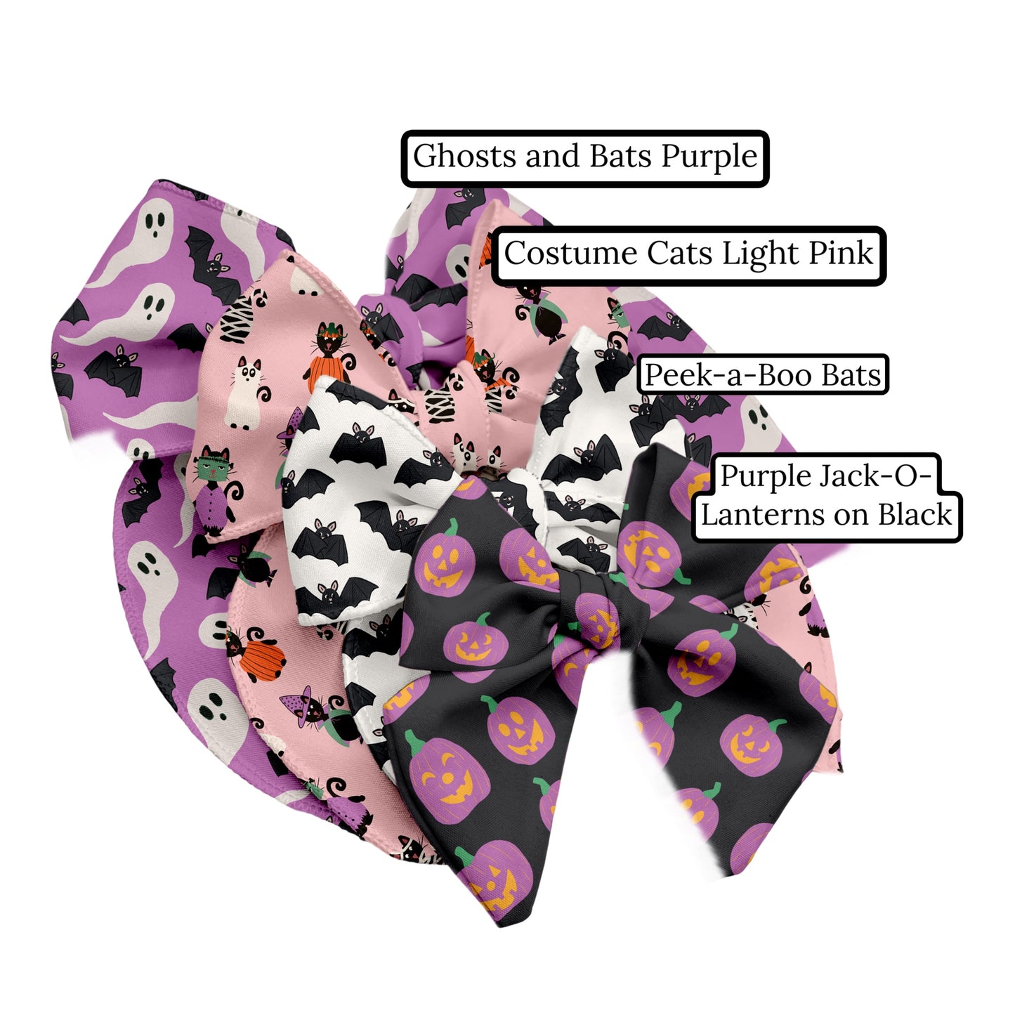 Ghosts and Bats Purple Hair Bow Strips