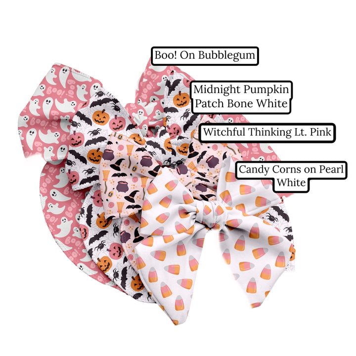 Midnight Pumpkin Patch Bone White Hair Bow Strips