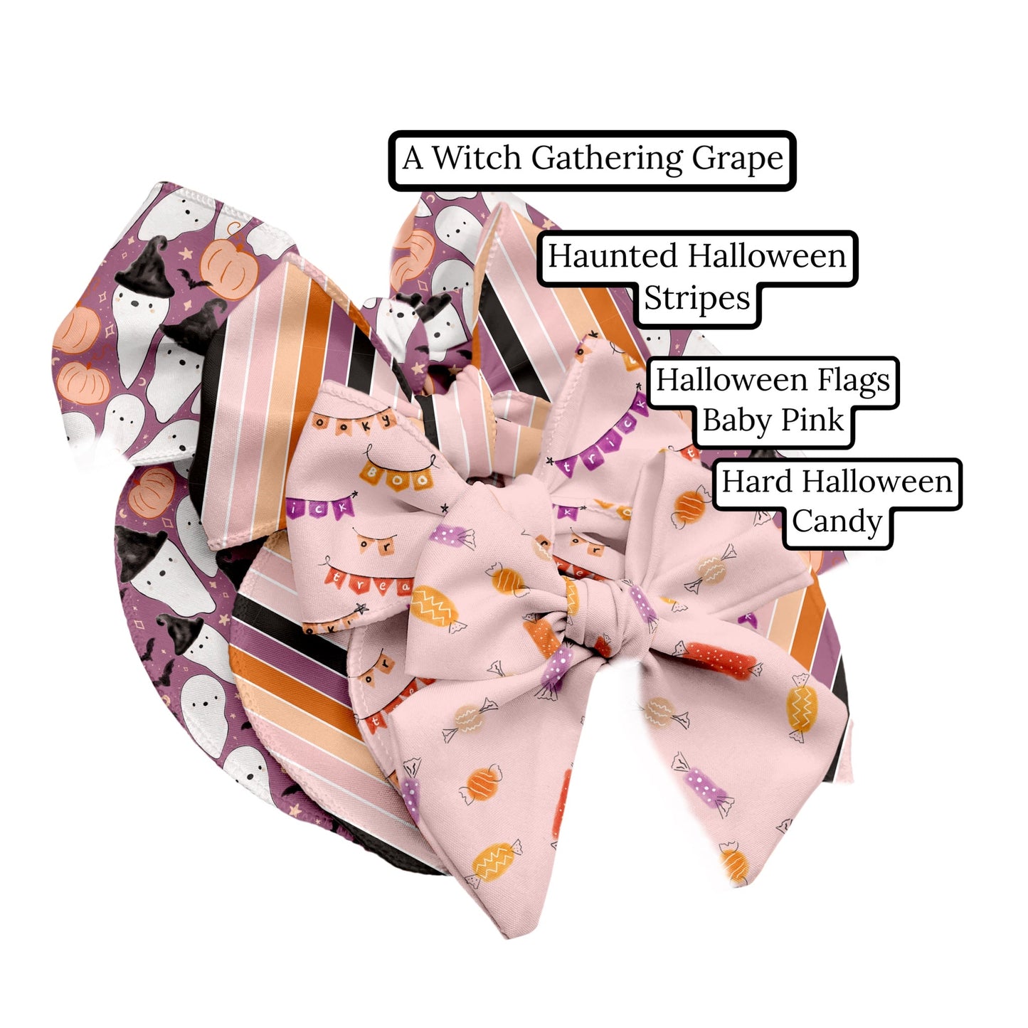 Halloween Flags Baby Pink Hair Bow Strips
