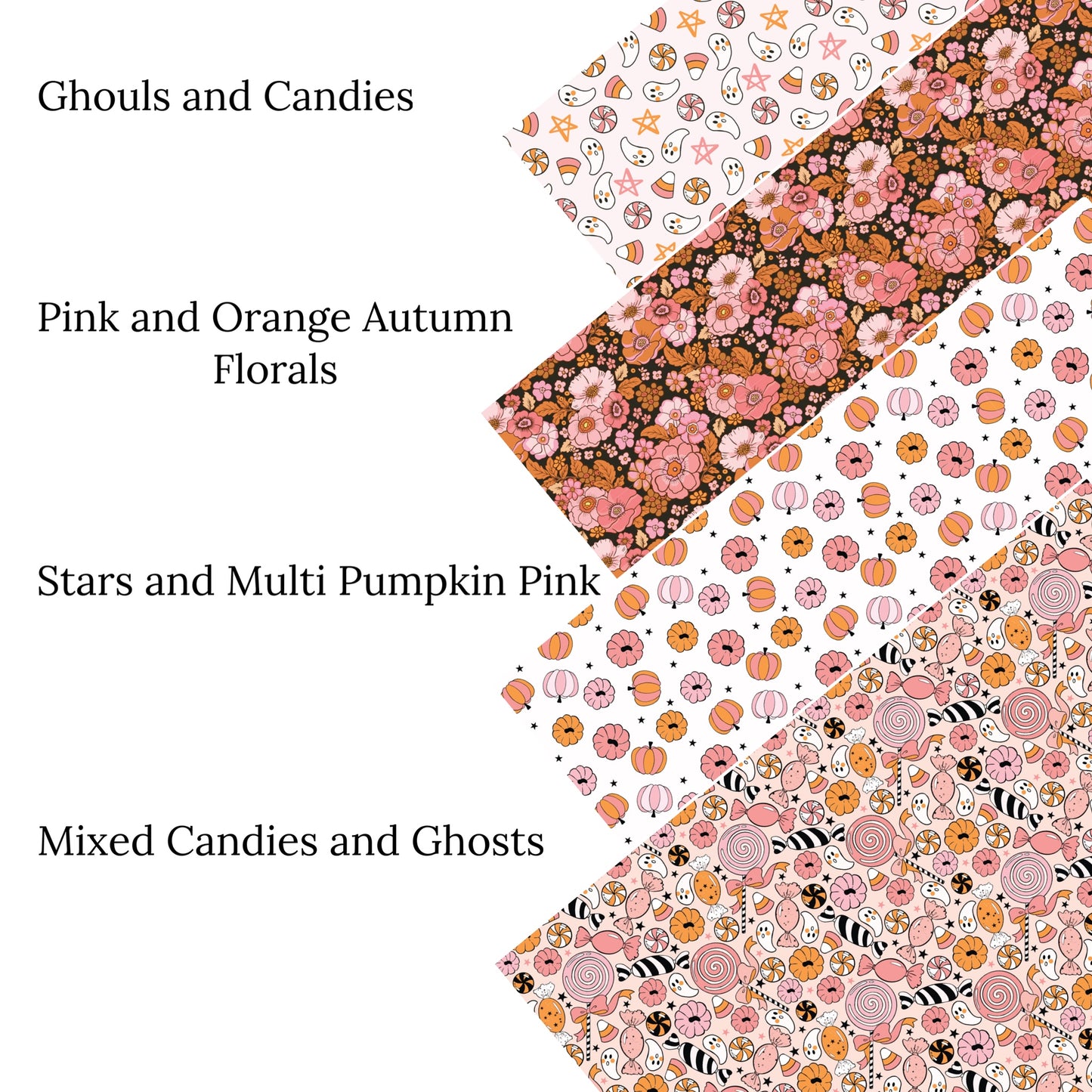 Stars and Multi Pumpkins Pink Faux Leather Sheets