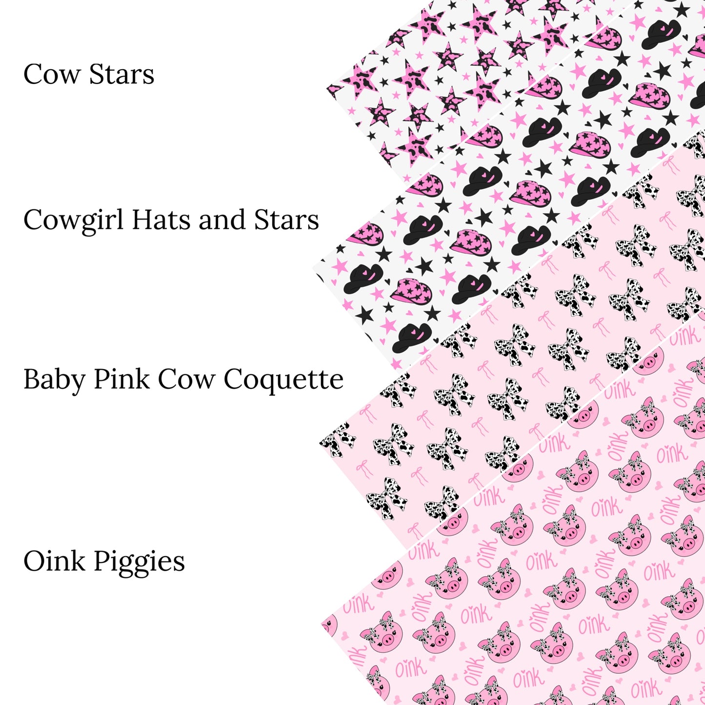 Baby Pink Cow Coquette Faux Leather Sheets