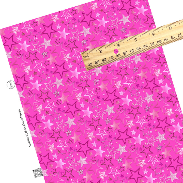 Shimmer stars on pink faux leather sheets