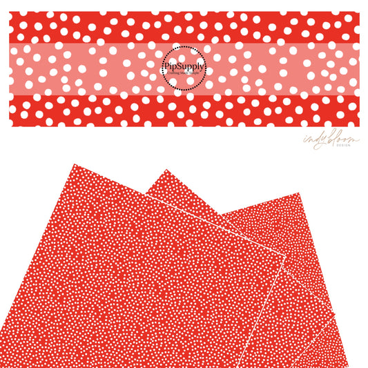These 4th of July faux leather sheets contain the following design elements: patriotic white dots on red. Our CPSIA compliant faux leather sheets or rolls can be used for all types of crafting projects.