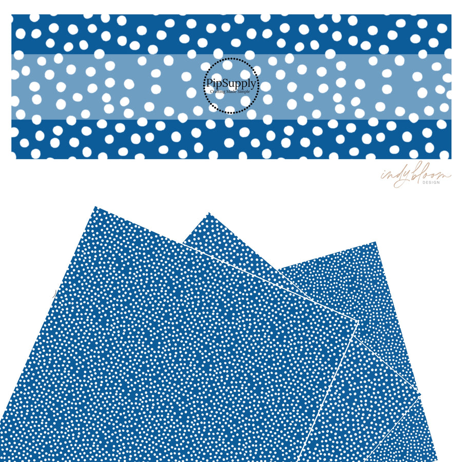 These 4th of July faux leather sheets contain the following design elements: patriotic white dots on blue. Our CPSIA compliant faux leather sheets or rolls can be used for all types of crafting projects.