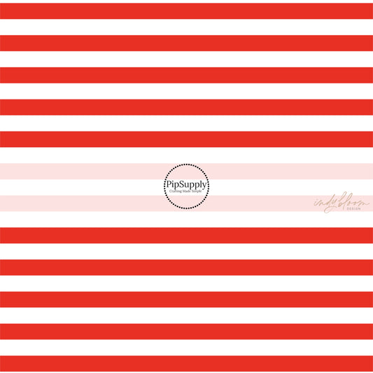 This 4th of July fabric by the yard features patriotic white and red stripes. This fun patriotic themed fabric can be used for all your sewing and crafting needs!