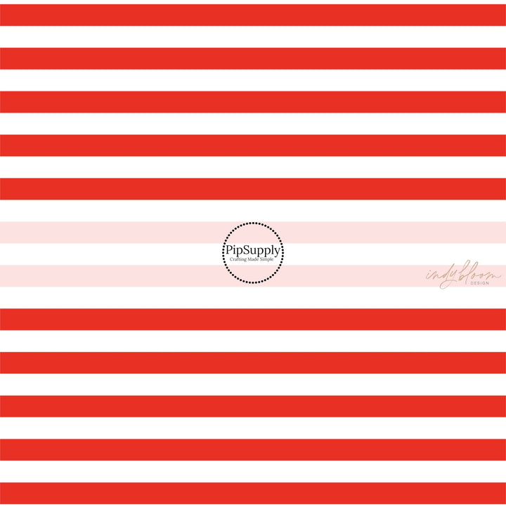 This 4th of July fabric by the yard features patriotic white and red stripes. This fun patriotic themed fabric can be used for all your sewing and crafting needs!