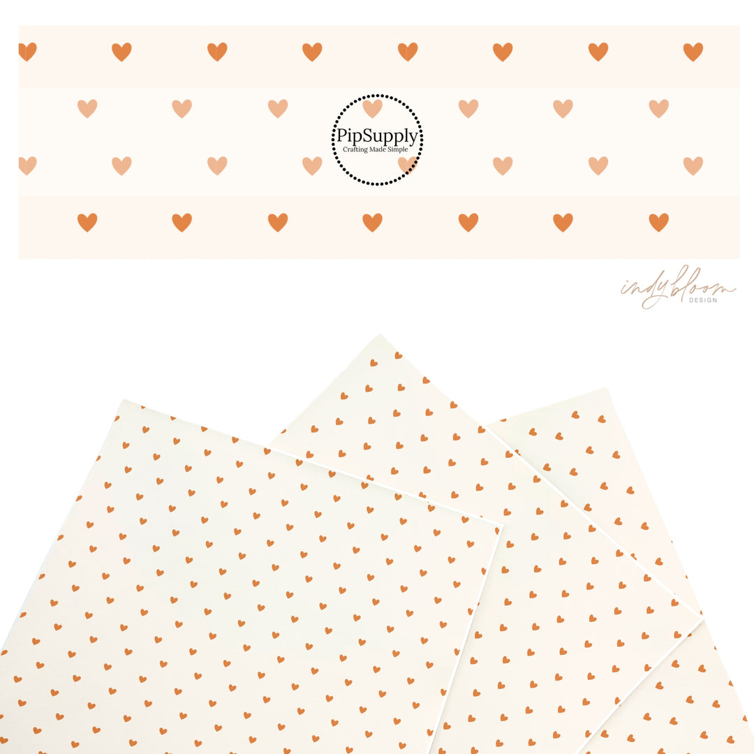 These summer faux leather sheets contain the following design elements: tiny hearts on cream. Our CPSIA compliant faux leather sheets or rolls can be used for all types of crafting projects.