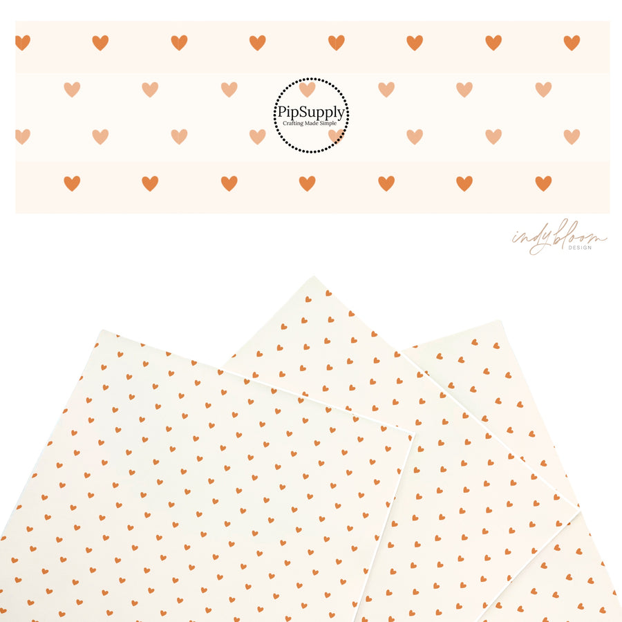 These summer faux leather sheets contain the following design elements: tiny hearts on cream. Our CPSIA compliant faux leather sheets or rolls can be used for all types of crafting projects.