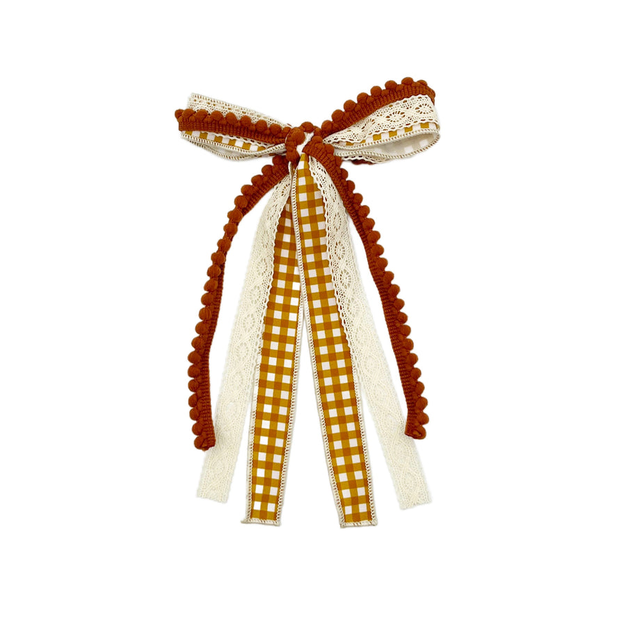 These fall lace pre-cut tied bows are ready to package and resell to your customers no sewing or measuring necessary! These hair bows come with a clip already attached.