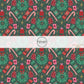 These Christmas themed pattern fabric by the yard features the following design elements: holiday wreaths, candy canes, and presents on green. This fun themed fabric can be used for all your sewing and crafting needs!