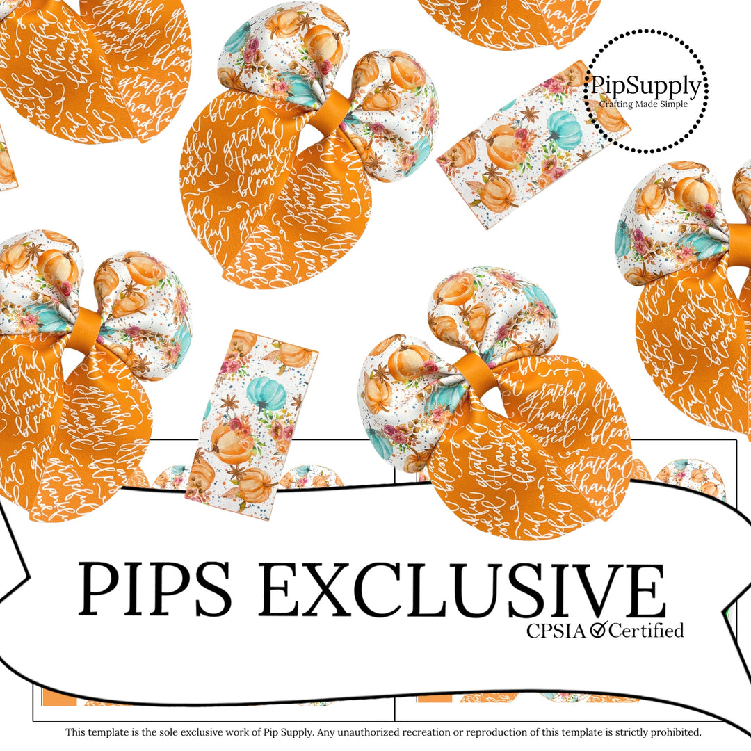 Grateful Pumpkins Bubble Sailor Faux Leather DIY Hair Bows